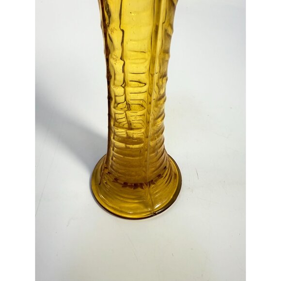 Swung Swing Vase Orange Amber Hand Blown Northwood Drapery Variant Amber Vase - Picture 7 of 16